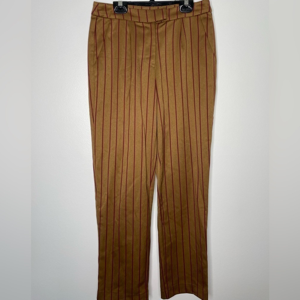 BROWN pink pinstripes trousers